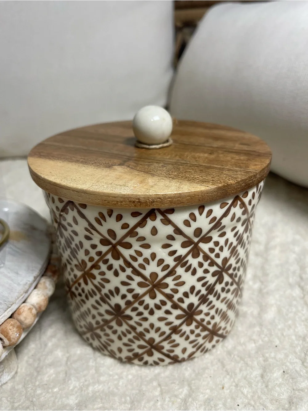 Made in India canister set of 2 with matching salt and pepper brown wooden lid